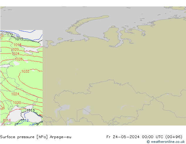 Pressione al suolo Arpege-eu ven 24.05.2024 00 UTC