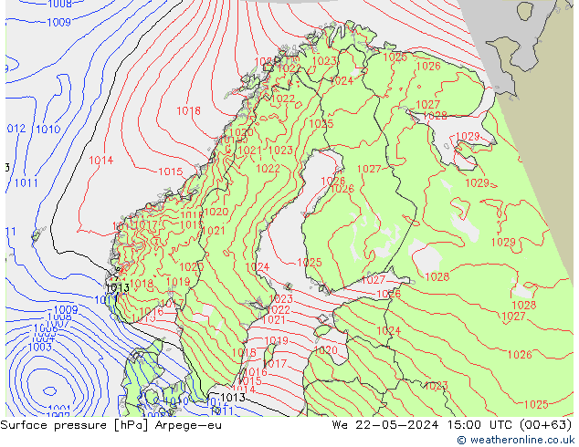 Bodendruck Arpege-eu Mi 22.05.2024 15 UTC