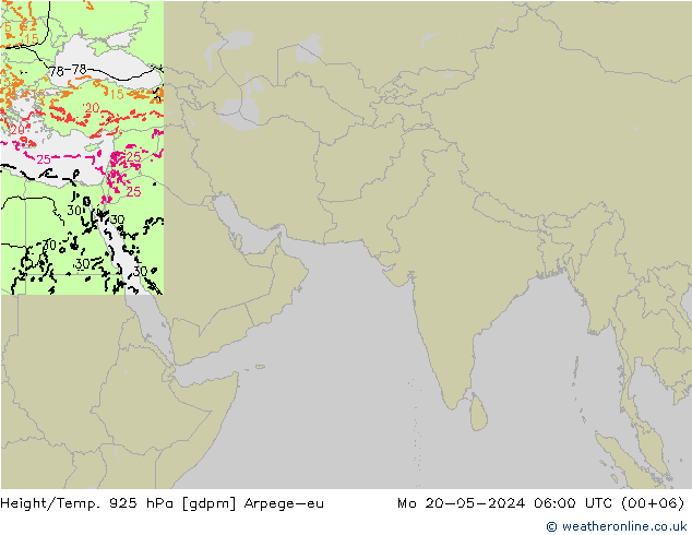 Yükseklik/Sıc. 925 hPa Arpege-eu Pzt 20.05.2024 06 UTC