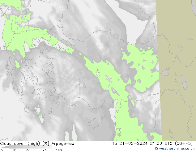 Nuages (élevé) Arpege-eu mar 21.05.2024 21 UTC