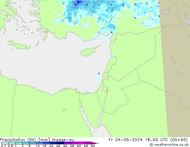 Precipitation (6h) Arpege-eu Fr 24.05.2024 00 UTC
