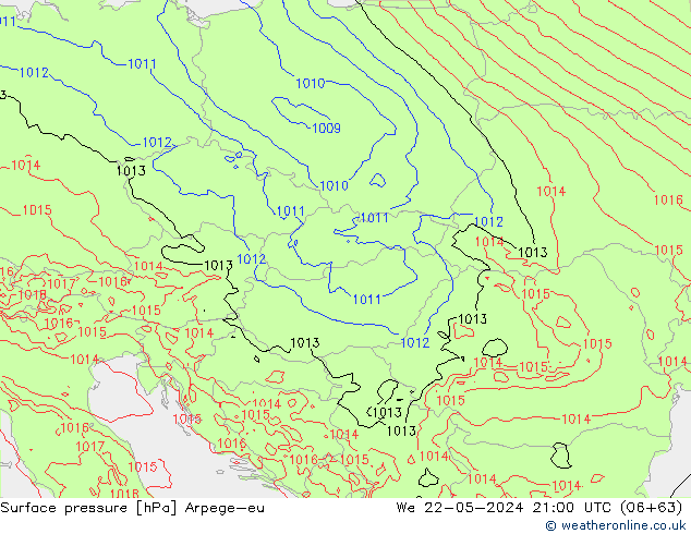 pression de l'air Arpege-eu mer 22.05.2024 21 UTC