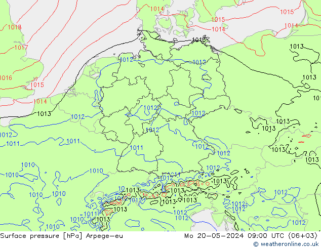 Yer basıncı Arpege-eu Pzt 20.05.2024 09 UTC