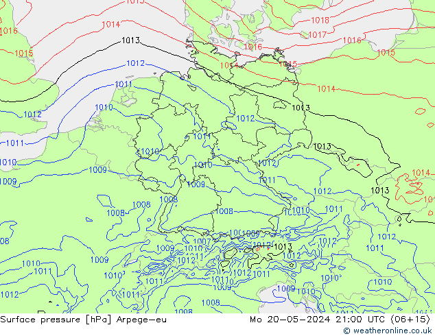 pression de l'air Arpege-eu lun 20.05.2024 21 UTC