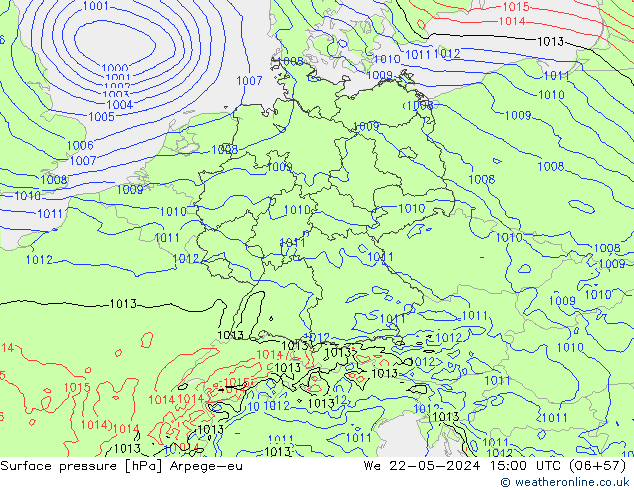 pression de l'air Arpege-eu mer 22.05.2024 15 UTC
