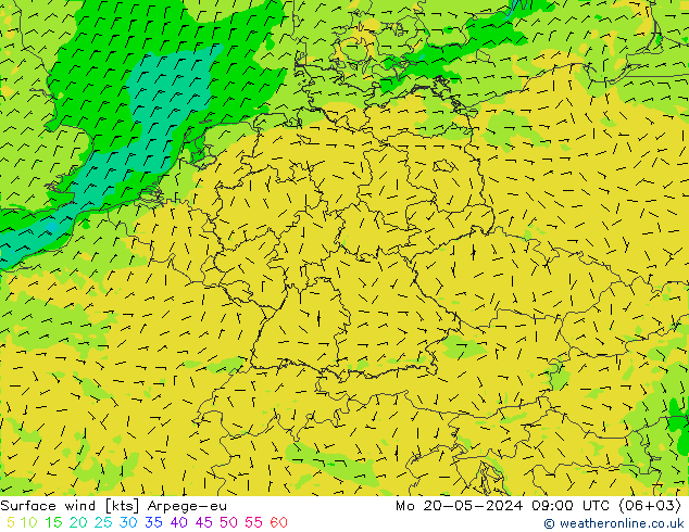 Bodenwind Arpege-eu Mo 20.05.2024 09 UTC
