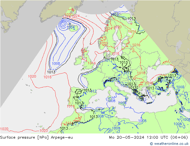 Presión superficial Arpege-eu lun 20.05.2024 12 UTC