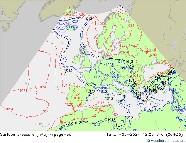Pressione al suolo Arpege-eu mar 21.05.2024 12 UTC