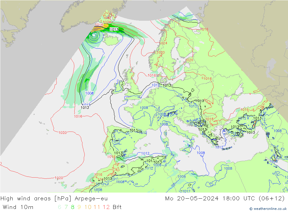 Windvelden Arpege-eu ma 20.05.2024 18 UTC
