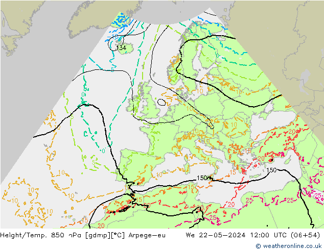 Height/Temp. 850 hPa Arpege-eu  22.05.2024 12 UTC