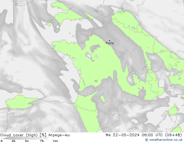 vysoký oblak Arpege-eu St 22.05.2024 06 UTC