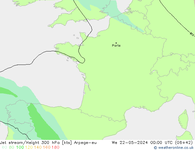 Jet stream/Height 300 hPa Arpege-eu St 22.05.2024 00 UTC