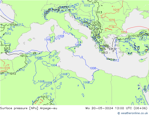 Presión superficial Arpege-eu lun 20.05.2024 12 UTC