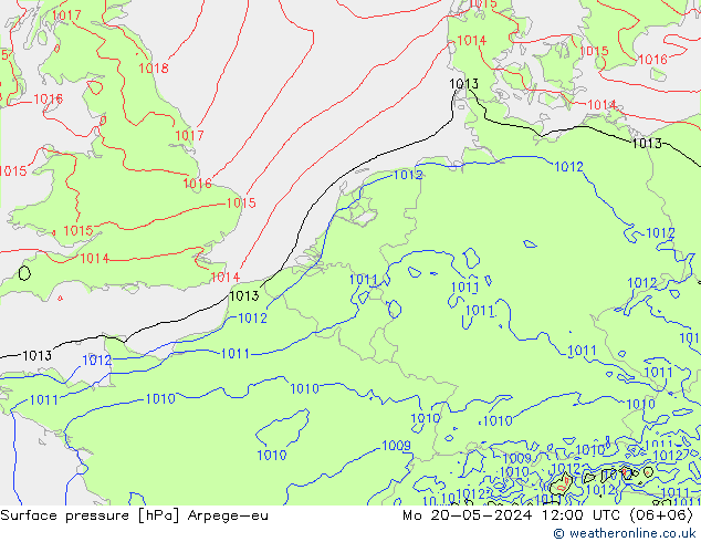 Bodendruck Arpege-eu Mo 20.05.2024 12 UTC