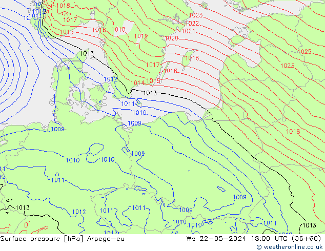 pression de l'air Arpege-eu mer 22.05.2024 18 UTC