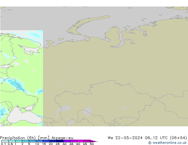 Yağış (6h) Arpege-eu Çar 22.05.2024 12 UTC