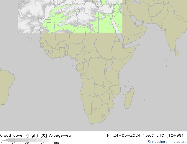 Nuages (élevé) Arpege-eu ven 24.05.2024 15 UTC