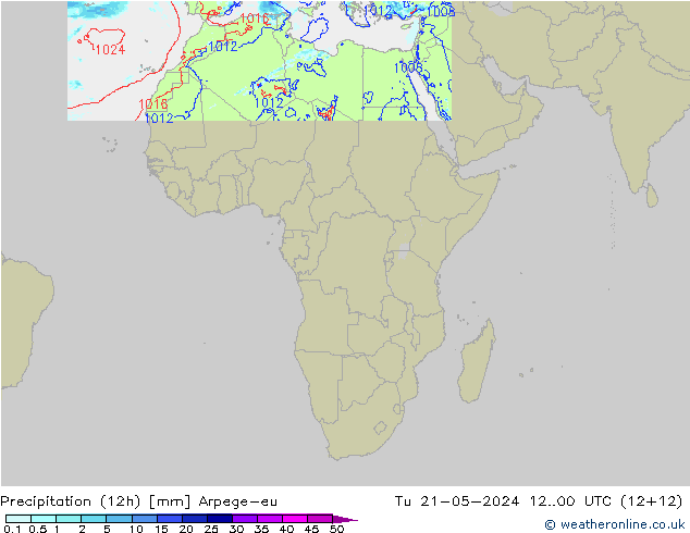 Precipitation (12h) Arpege-eu Tu 21.05.2024 00 UTC