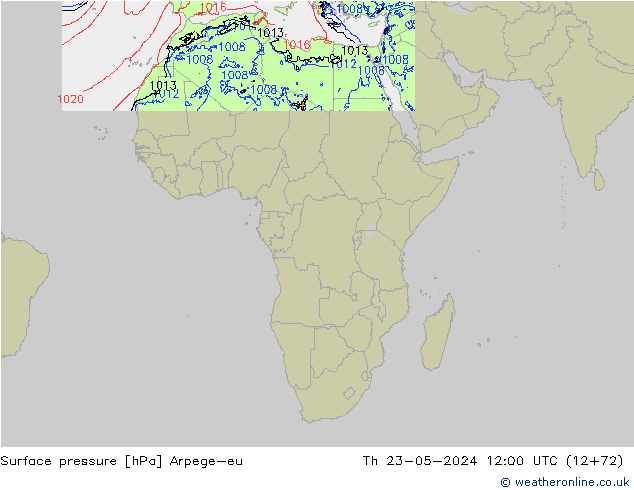 pressão do solo Arpege-eu Qui 23.05.2024 12 UTC