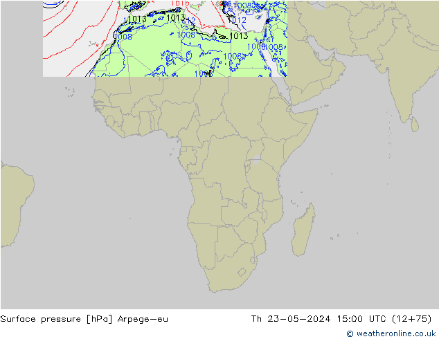 приземное давление Arpege-eu чт 23.05.2024 15 UTC
