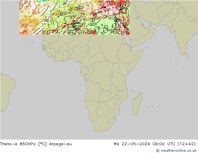 Theta-e 850hPa Arpege-eu  22.05.2024 06 UTC