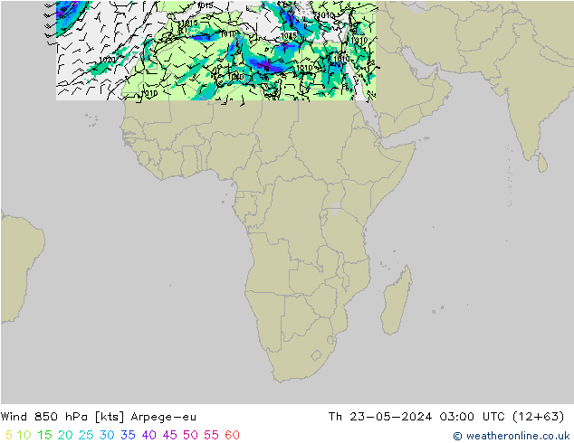 Wind 850 hPa Arpege-eu do 23.05.2024 03 UTC