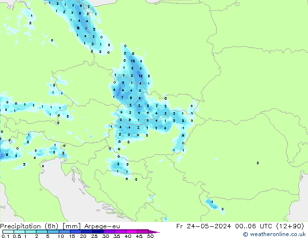 Yağış (6h) Arpege-eu Cu 24.05.2024 06 UTC