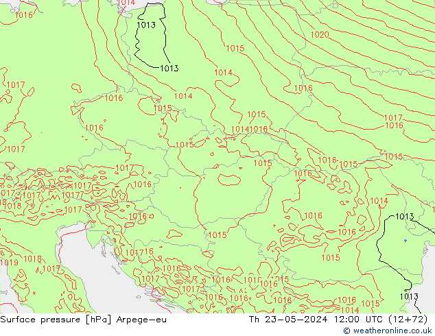 Surface pressure Arpege-eu Th 23.05.2024 12 UTC