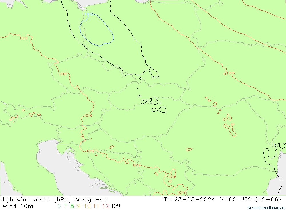Izotacha Arpege-eu czw. 23.05.2024 06 UTC