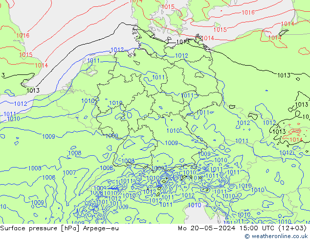 Presión superficial Arpege-eu lun 20.05.2024 15 UTC
