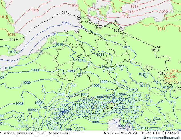 Presión superficial Arpege-eu lun 20.05.2024 18 UTC