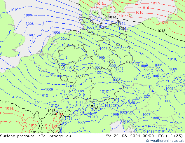 Surface pressure Arpege-eu We 22.05.2024 00 UTC
