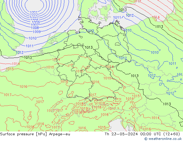 Bodendruck Arpege-eu Do 23.05.2024 00 UTC