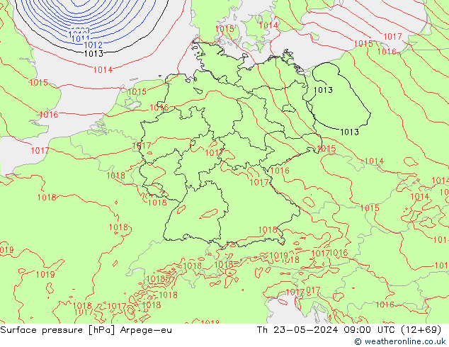 Luchtdruk (Grond) Arpege-eu do 23.05.2024 09 UTC