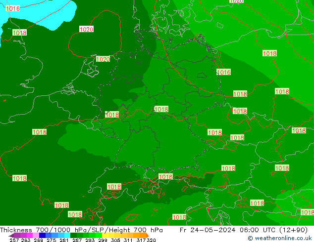 Dikte700-1000 hPa Arpege-eu vr 24.05.2024 06 UTC