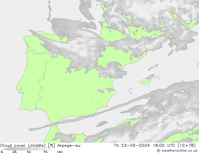 Bewolking (Middelb.) Arpege-eu do 23.05.2024 18 UTC