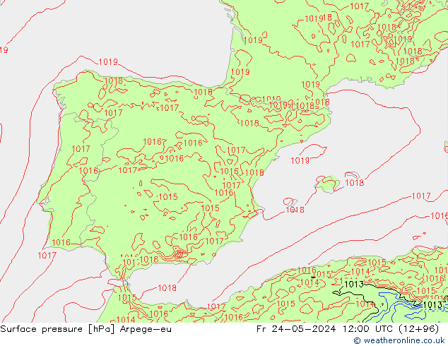 Presión superficial Arpege-eu vie 24.05.2024 12 UTC