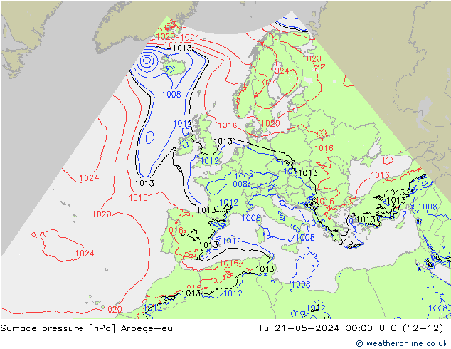 Bodendruck Arpege-eu Di 21.05.2024 00 UTC