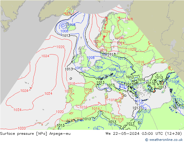 pressão do solo Arpege-eu Qua 22.05.2024 03 UTC
