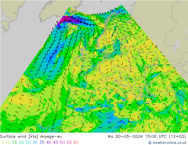 风 10 米 Arpege-eu 星期一 20.05.2024 15 UTC