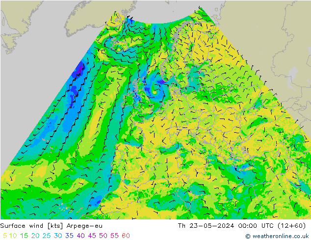 Bodenwind Arpege-eu Do 23.05.2024 00 UTC