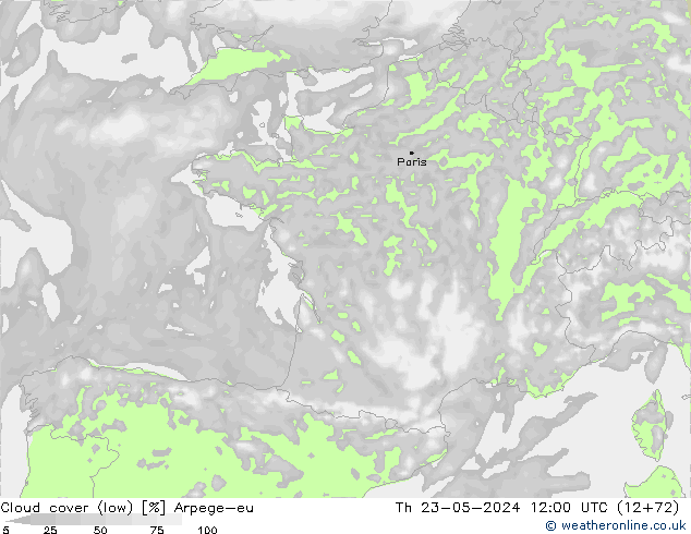 Bewolking (Laag) Arpege-eu do 23.05.2024 12 UTC