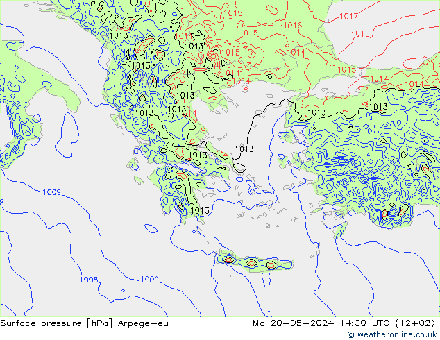 Bodendruck Arpege-eu Mo 20.05.2024 14 UTC