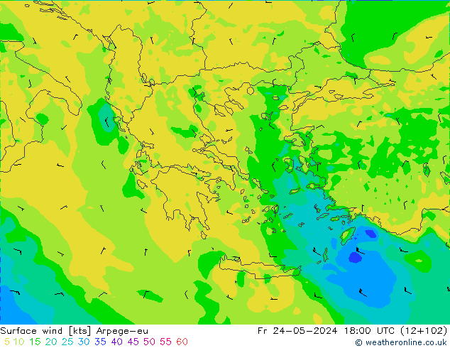 Rüzgar 10 m Arpege-eu Cu 24.05.2024 18 UTC