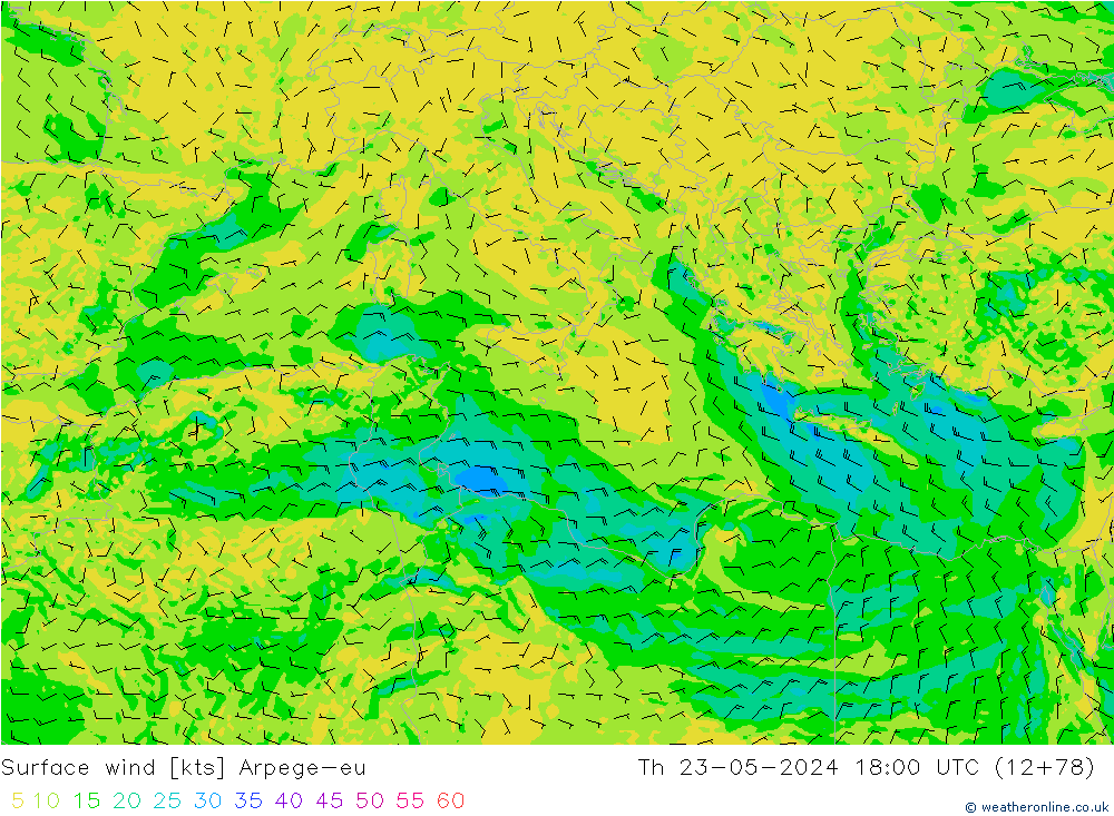 Bodenwind Arpege-eu Do 23.05.2024 18 UTC