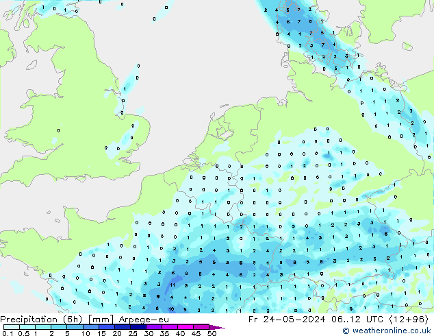 Yağış (6h) Arpege-eu Cu 24.05.2024 12 UTC