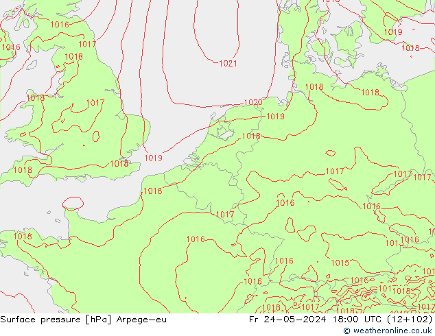 Presión superficial Arpege-eu vie 24.05.2024 18 UTC