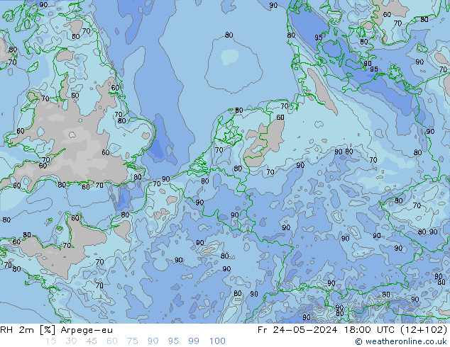 RH 2m Arpege-eu Fr 24.05.2024 18 UTC