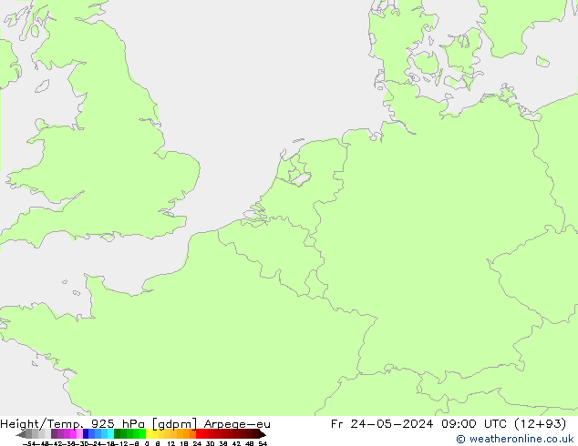 Hoogte/Temp. 925 hPa Arpege-eu vr 24.05.2024 09 UTC