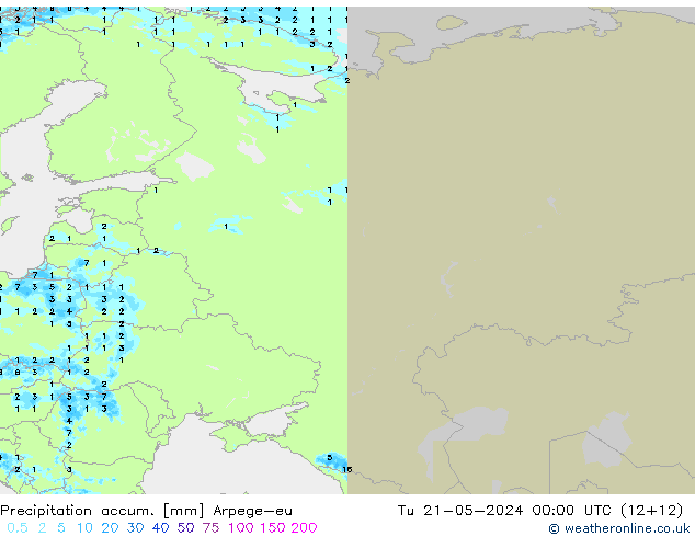 Precipitation accum. Arpege-eu mar 21.05.2024 00 UTC